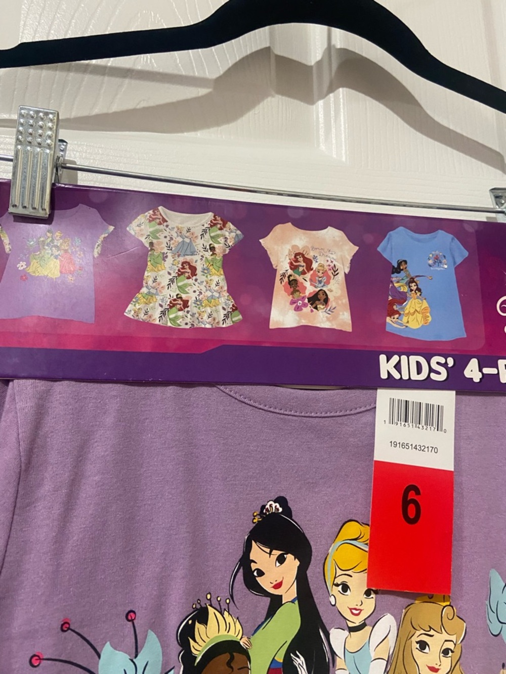 Disney Princess Lavender Girls T-Shirt with Colorful Princess Print - Picture 3 of 3